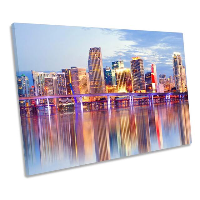 Miami Florida City Skyline - Wrapped Canvas Art Prints Ebern Designs Size: 30.5cm H x 45.7cm W on Productcaster.