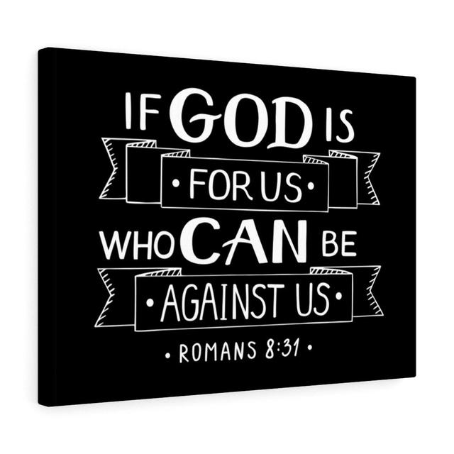 God Is for Us Romans 8:31 - Wrapped Canvas Typography Blue Elephant Size: 28cm H x 36cm W on Productcaster.