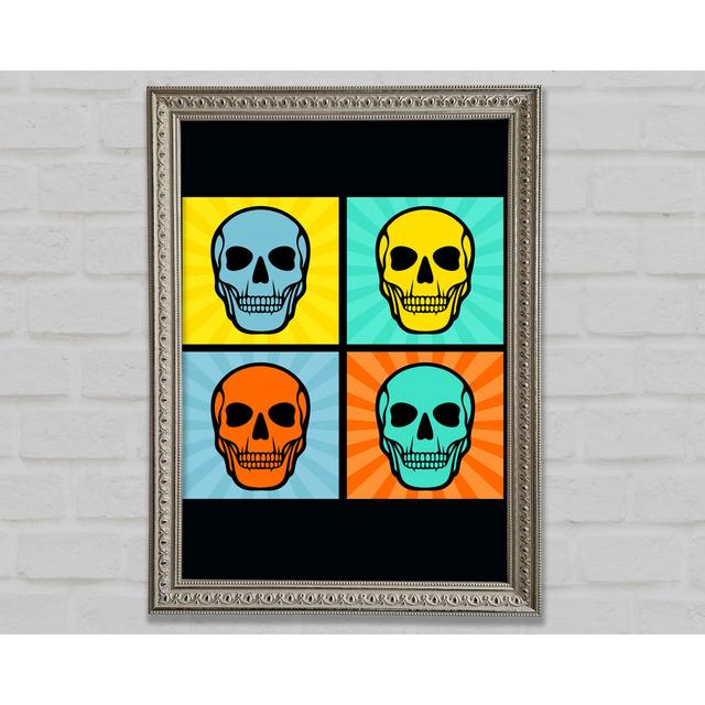 Smiling Skulls Framed Print Wall Art Happy Larry Format: Silver Framed Paper, Size: 118.9cm H x 84.1cm W x 3cm D on Productcaster.