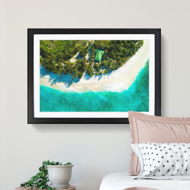 Above A Beach In The Maldives - Picture Frame Photograph Print East Urban Home Format: Black, Size: 62cm H x 87cm W x 2cm D on Productcaster.