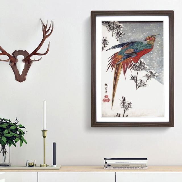 A Golden Pheasant by Utagawa Hiroshige - Single Picture Frame Painting East Urban Home Frame Option: Walnut Framed, Size: 45cm H x 33cm W x 2cm D on Productcaster.