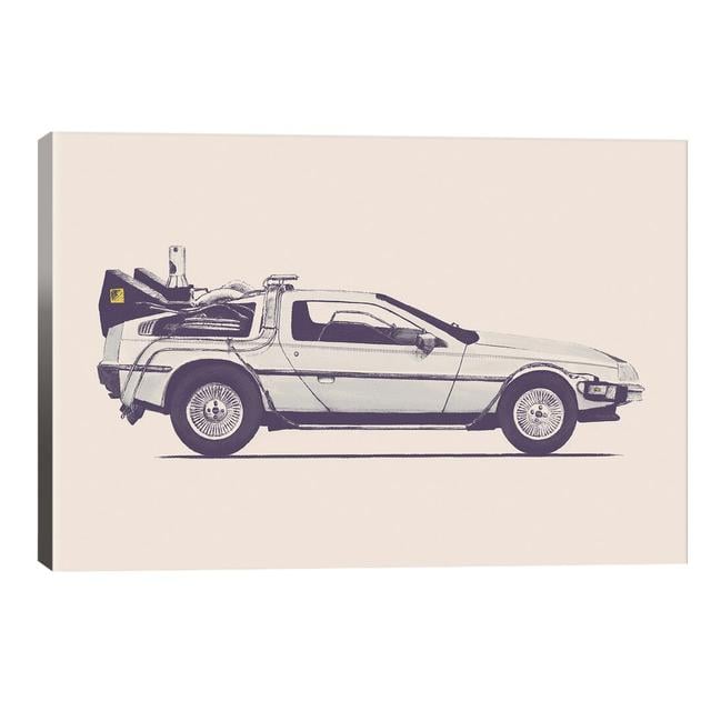 'Delorean - Back to The Future' by SpaceFrog Designs - Wrapped Canvas Painting Print Ebern Designs Size: 101.6cm H x 152.4cm W x 3.81cm D on Productcaster.