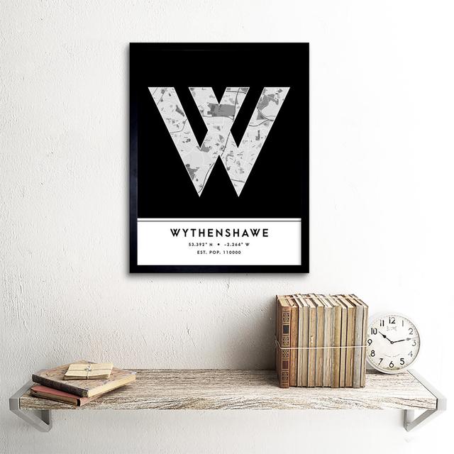 Wythenshawe City Map Wythenshawe Black & White - Single Picture Frame Print Wee Blue Coo on Productcaster.