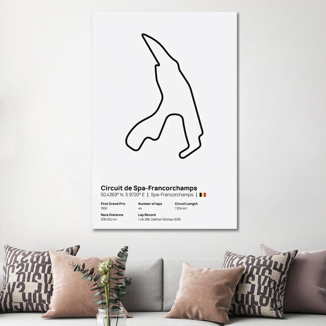 F1- Spa Francorchamps Circuit Happy Larry Size: 152.4cm H x 101.6cm W x 3.81cm D, Format: Canvas on Productcaster.