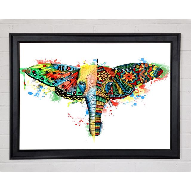 Leinwandbild Elephant Ear Butterfly BohoLiving Größe: 42 cm H x 59,7 cm B x 1,5 cm T, Format: Poster mit schwarzem Rahmen on Productcaster.