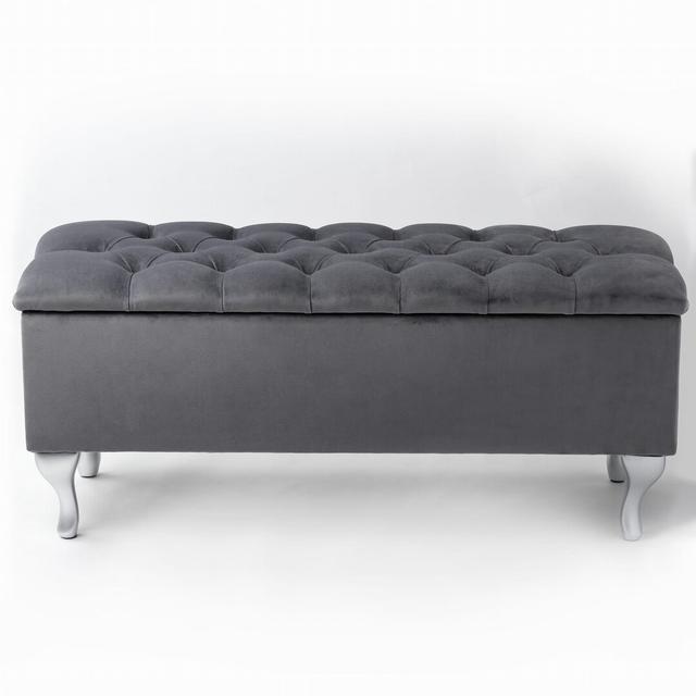 Velvet Upholstered Storage Bench bench4home Size: 42cm H x 110cm W x 30cm D on Productcaster.