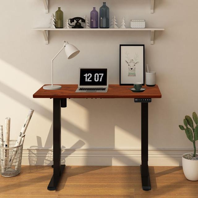 Adjustable Solid Wood Top Metal Base Standing Desk Converter flexispot - de Colour: Black Mahogany on Productcaster.