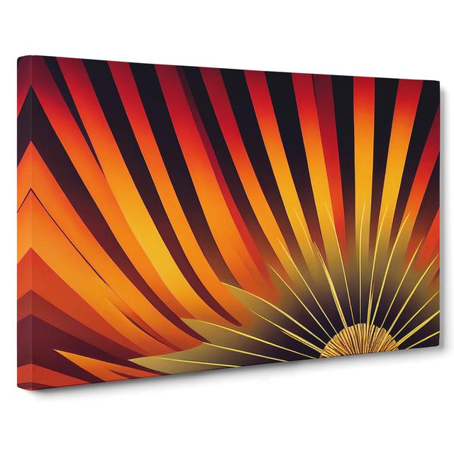 The Art Deco Sunset Abstract - Wrapped Canvas Graphic Art ClassicLiving Size: 40cm H x 60cm W x 3cm D on Productcaster.