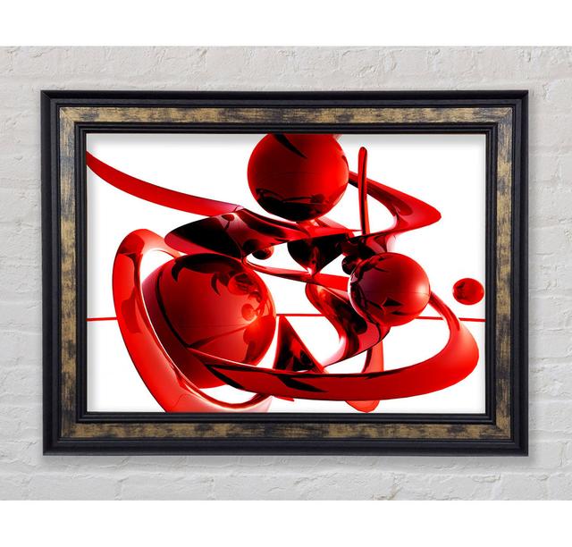 Red Balls Spiralling Framed Print Ivy Bronx Format: Antique Silver Framed Paper, Size: 59.7cm H x 84.1cm W x 8cm D on Productcaster.