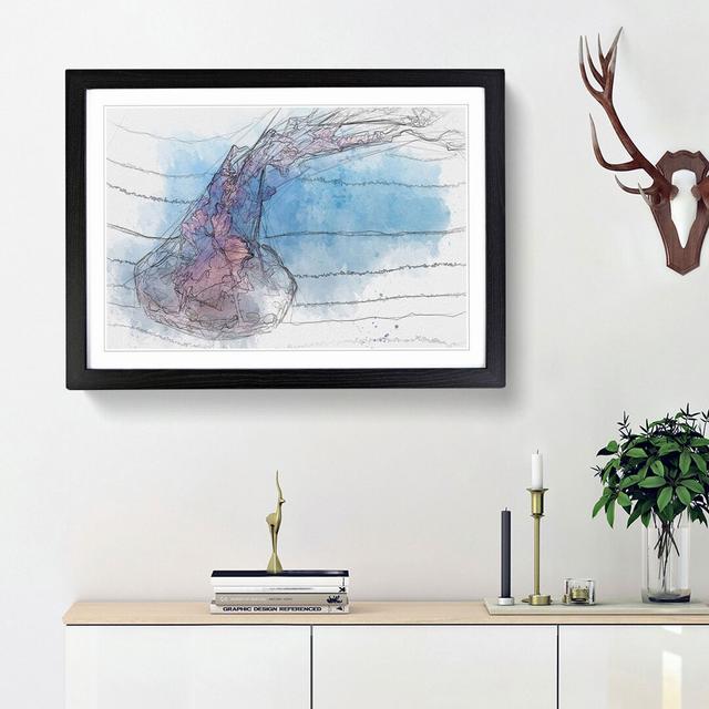 Pink and Blue Jellyfish - Picture Frame Graphic Art Print East Urban Home Format: Black Framed, Size: 36cm H x 48cm W x 2cm D on Productcaster.