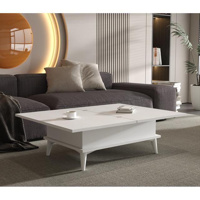 Armory Mist Lift Top Extendable Coffee Table with Storage Corrigan Studio Table Base Colour: White, Table Top Colour: White on Productcaster.