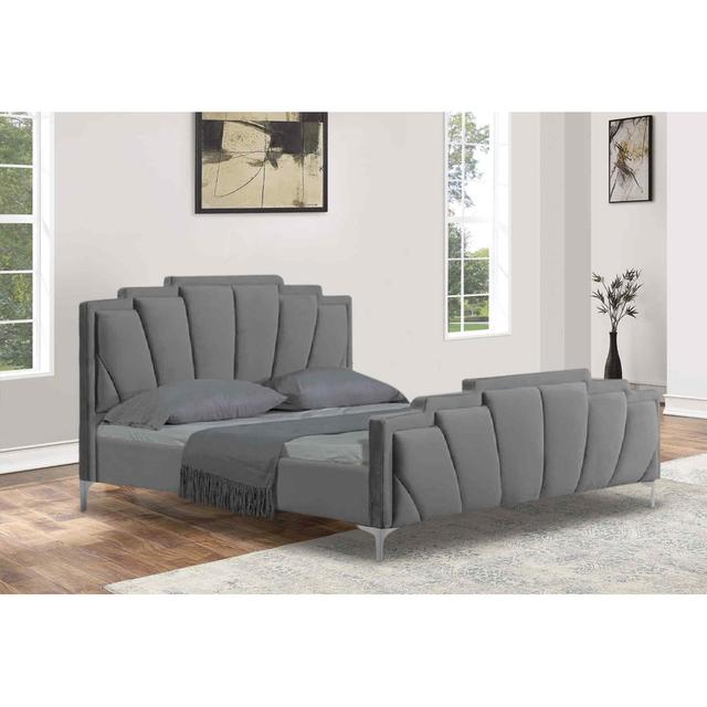 Lanna Bed Single Plush Velvet Mustard Envisage Trade Size: Double (4'6), Colour: Grey on Productcaster.