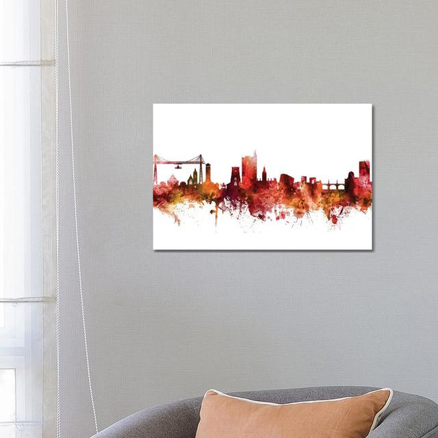 Newport, Wales Skyline by Michael Tompsett - Wrapped Canvas Gallery-Wrapped Canvas Giclée Latitude Run Size: 45.72cm H x 66.04cm W x 1.91cm D on Productcaster.