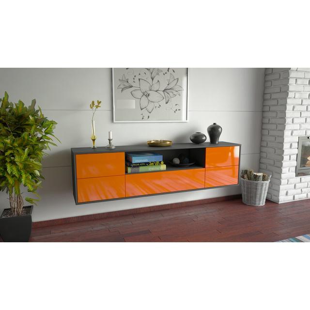 TV-Lowboard Govea für TVs bis zu 78" Ebern Designs Farbe: Schwarz/Orange on Productcaster.