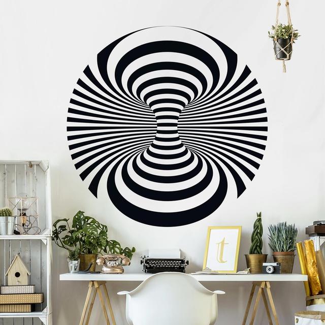 Round wallpaper self-adhesive - Optical vortex Ivy Bronx Size: 175cm L x 175cm W on Productcaster.