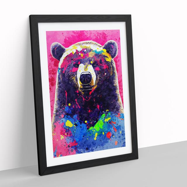 Splashed Bear No.2 Abstract Alpen Home Format: Black Framed, Size: 36cm H x 27cm W, Matte Colour: White on Productcaster.