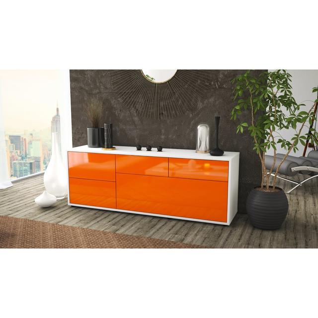 TV-Lowboard Yarbro für TVs bis zu 60" Brayden Studio Farbe: Hochglanz Orange/Matt Weiß on Productcaster.