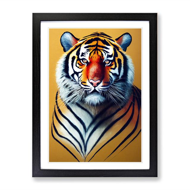 FRM-V0523-2510X Tiger Gestural - Single Picture Frame Graphic Art Latitude Vive Size: 34cm H x 25cm W x 2cm D, Frame Option: Oak on Productcaster.