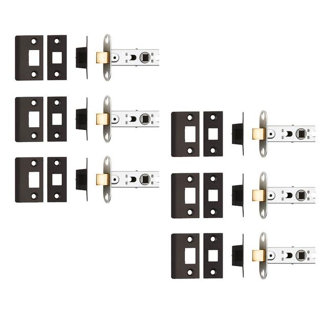 64Mm CE B/T TUBULAR MORTICE LATCH SQUARE (X 6 MULTI-PICK) (Set of 6) Carlisle Brass Finish: Matt Black, Size: 2.5cm H x 6.5cm W x 2cm D on Productcaster.