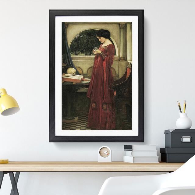 The Crystal Ball by John William Waterhouse - Picture Frame Painting on MDF East Urban Home Frame Option: Black Framed, Size: 48cm H x 36cm W x 2cm D on Productcaster.