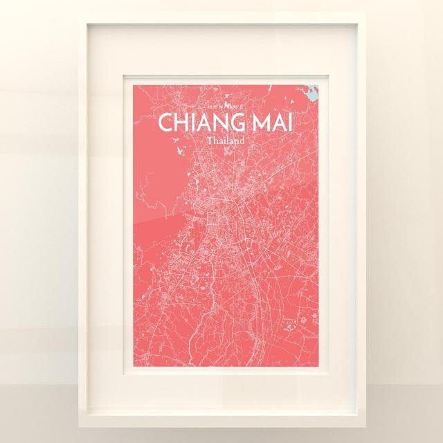 Chiang Mai City Map in Maritime - Unframed Graphic Art Borough Wharf Size: 27.6cm H x 19.7cm W x 0.05cm D on Productcaster.