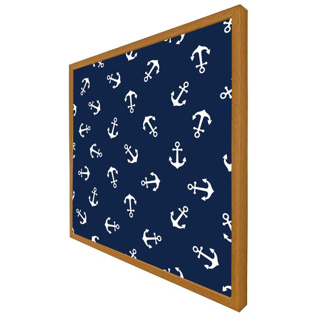 Friona Anchors On Navy - Single Picture Frame Art Prints Latitude Run Size: 76cm H x 76cm W x 4cm D, Frame Colour: Oak Framed on Productcaster.