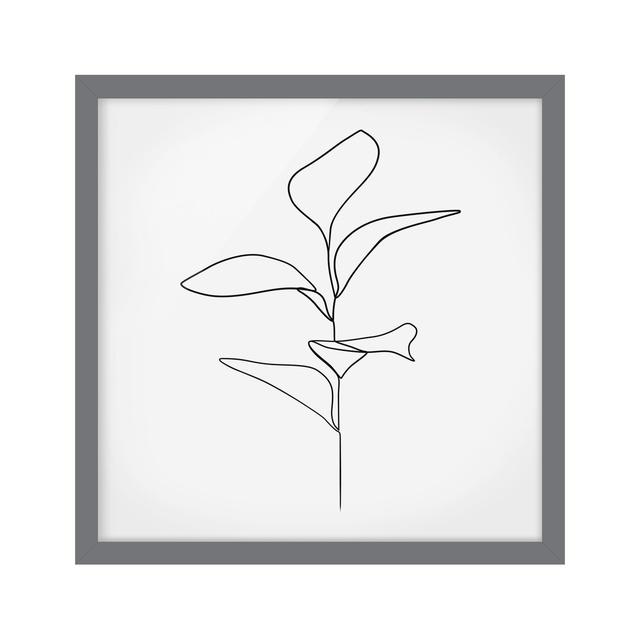 Line Art Plant Leaves - Single Picture Frame Print Metro Lane Format: Grey, Matte Colour: No Matte, Size: 50cm H x 50cm W x 2cm D on Productcaster.