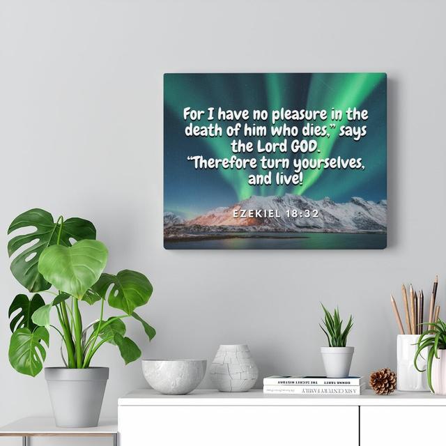 Live! Ezekiel 18:32 - Wrapped Canvas Print Blue Elephant Size: 46cm H x 61cm W on Productcaster.