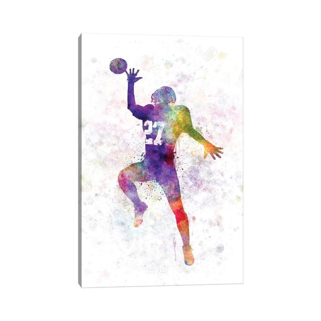 American Football Player Catching Receiving I by Paul Rommer - Wrapped Canvas Graphic Art Latitude Run Size: 30.48cm H x 20.32cm W x 1.9cm D on Productcaster.