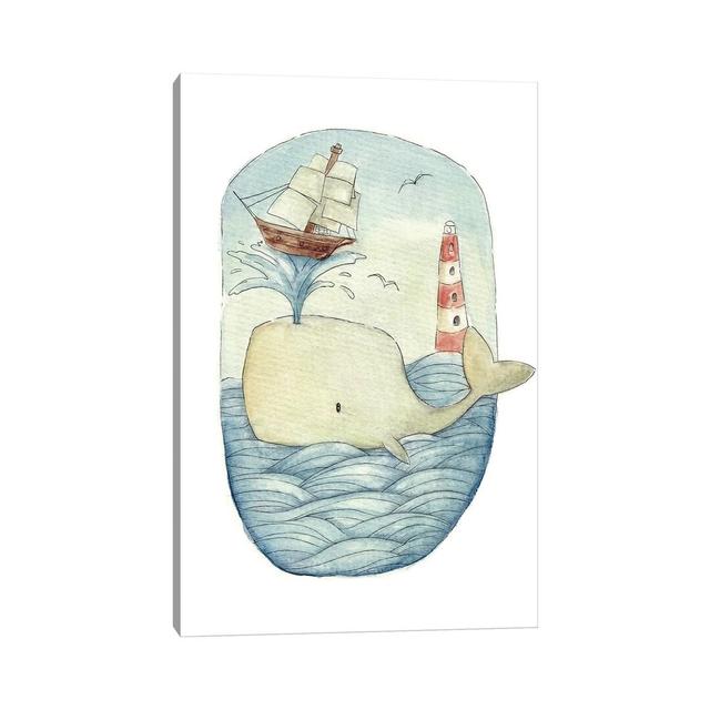 Cute Whale In The Sea by Mike Koubou - Wrapped Canvas Print Breakwater Bay Size: 66.04cm H x 45.72cm W x 1.91cm D on Productcaster.