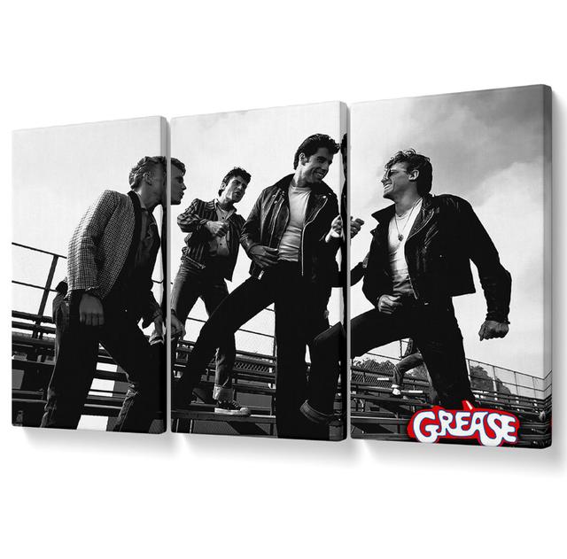 Grease T-Birds - 3 Piece Wrapped Canvas Graphic Art Ebern Designs Size: 101.6cm H x 203cm W on Productcaster.