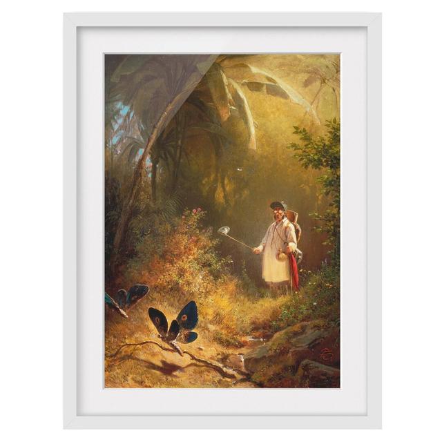 Carl Spitzweg - the Butterfly Catcher - Picture Frame Painting August Grove Size: 100cm H x 70cm W x 2cm D, Frame Option: White Framed on Productcaster.