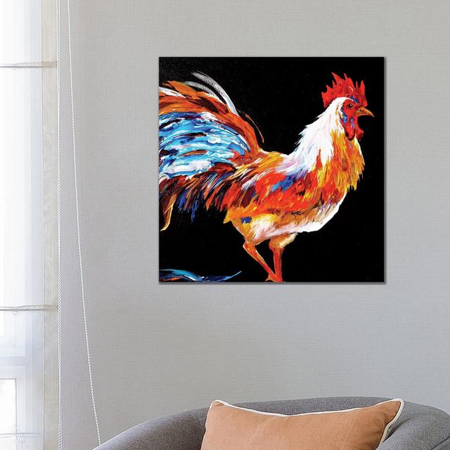 Rooster by Lindsey Dahl - Wrapped Canvas Painting Brambly Cottage Size: 66.04cm H x 66.04cm W x 1.905cm D on Productcaster.