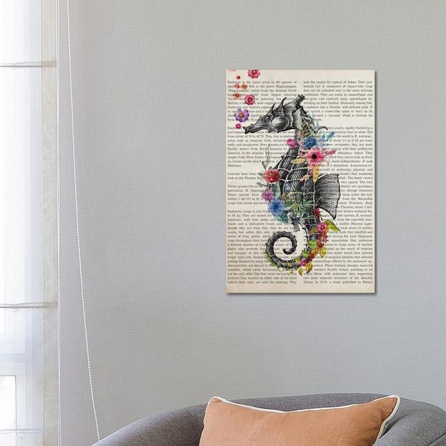 Sea Horse with Flowers by Aged Pixel - Wrapped Canvas Graphic Art Happy Larry Size: 66.04cm H x 45.72cm W x 3.81cm D on Productcaster.