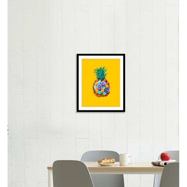 'Pineapple with Flowers' Framed Graphic Art Bay Isle Home on Productcaster.