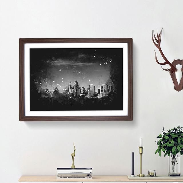 Sydney Australia Skyline - Picture Frame Graphic Art Print East Urban Home Size: 62cm H x 87cm W x 2cm D, Frame Option: Walnut Framed on Productcaster.