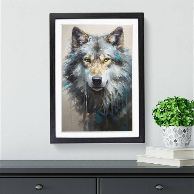 Wolf Hard Edge Painting - Single Picture Frame Print on Wood Alpen Home Size: 46cm H x 34cm W x 2cm D, Frame Colour: Black on Productcaster.