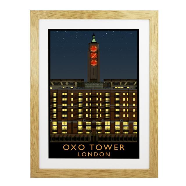 Oxo Tower 2 by Richard O'Neil - Graphic Art Print on Paper East Urban Home Size: 43.5 cm H x 33.5 cm W x 2.2 cm D, Format: Oak Wood Frame on Productcaster.