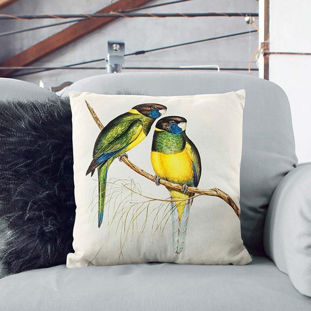 Bauer's Parakeets Square Throw Cushion East Urban Home Backing Colour: White, Size: 40 x 40 cm on Productcaster.