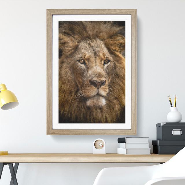 Face of a Lion - Picture Frame Painting East Urban Home Size: 65cm H x 48cm W x 2cm D, Frame Option: Oak Framed on Productcaster.