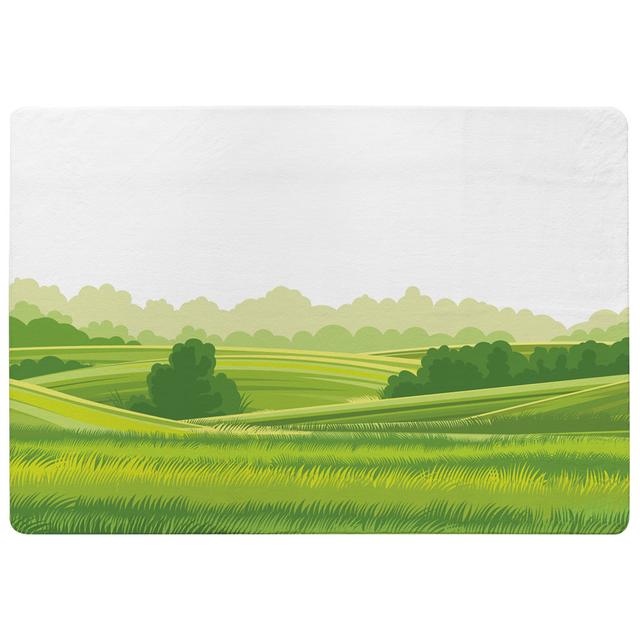 Jaeliah Countryside Landscape Shaggy White/Green Rug East Urban Home Rug Size: Rectangle 140cm x 200cm on Productcaster.