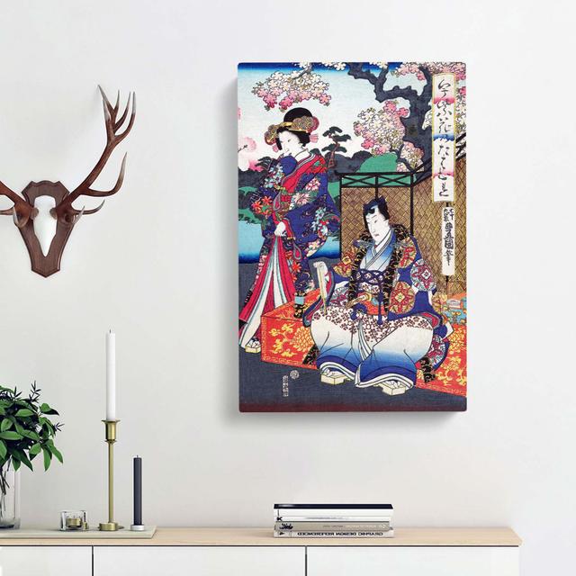 Beneath The Cherry Tree by Utagawa Kunisada - Wrapped Canvas Painting East Urban Home Size: 76cm H x 50cm W x 3cm D on Productcaster.