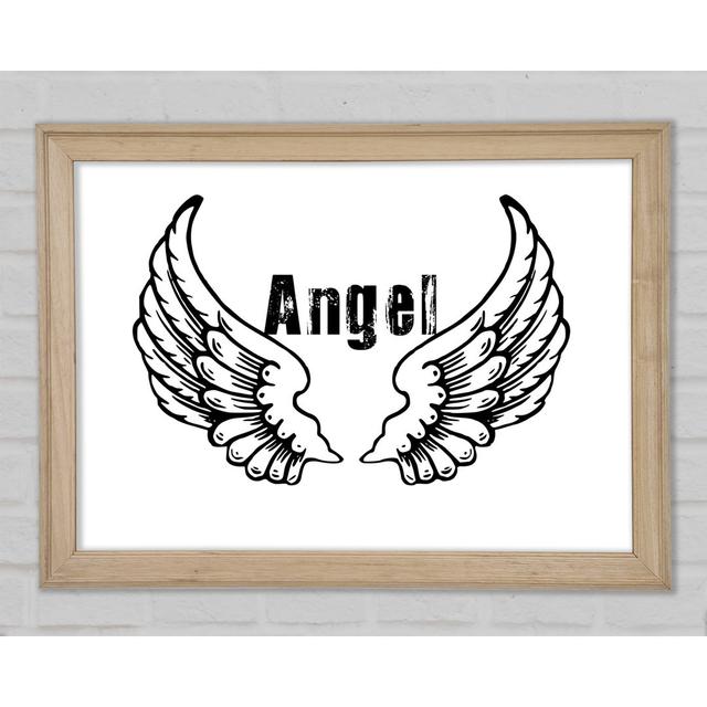 Angel Wings 2 Weiß gerahmt Druck Happy Larry Größe: 42 cm H x 59,7 cm B x 1,5 cm T on Productcaster.