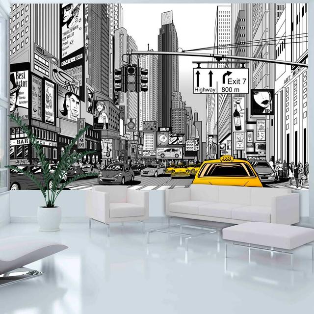 Rush Hour 10m x 50cm Wallpaper Panel East Urban Home Colour: Grey/Yellow/Black on Productcaster.