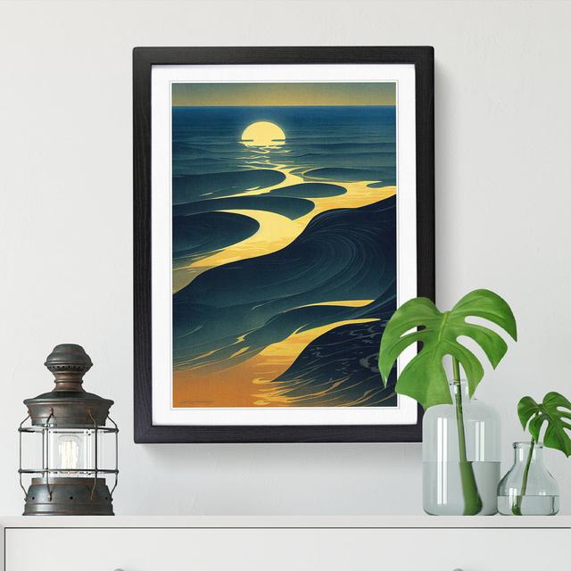 Seascape Art Nouveau - Print House of Hampton Size: 64cm H x 46cm W x 2cm D, Frame Option: Black on Productcaster.