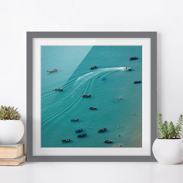 Anchoring Fishing Boats - Picture Frame Photograph Longshore Tides Size: 30cm H x 30cm W x 2cm D, Frame Option: Grey Framed on Productcaster.