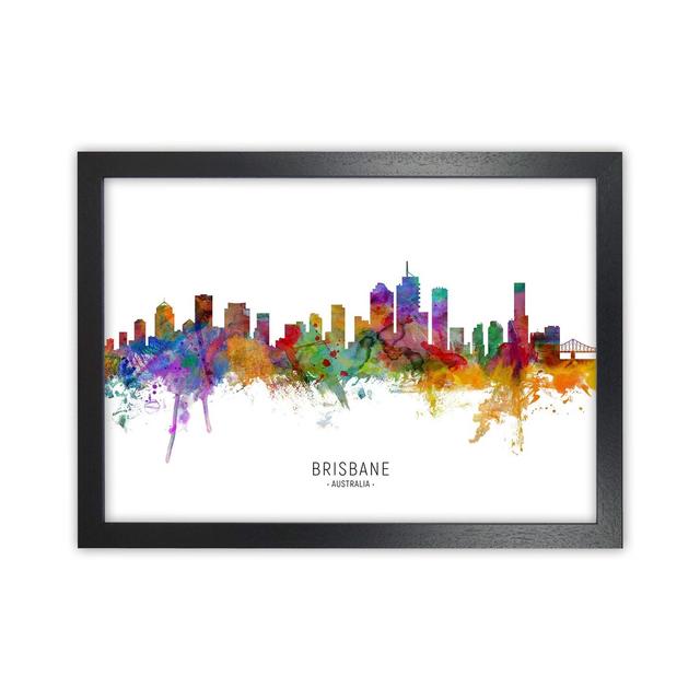 Brisbane Australia Skyline by Michael Tompsett - Graphic Art Print Ebern Designs Size: 25cm H x 34cm W x 3cm D, Format: Black Framed on Productcaster.