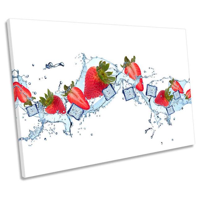 Red Strawberry Ice Cube Splash - Wrapped Canvas Print 17 Stories Size: 30.5cm H x 45.7cm W x 2cm D on Productcaster.