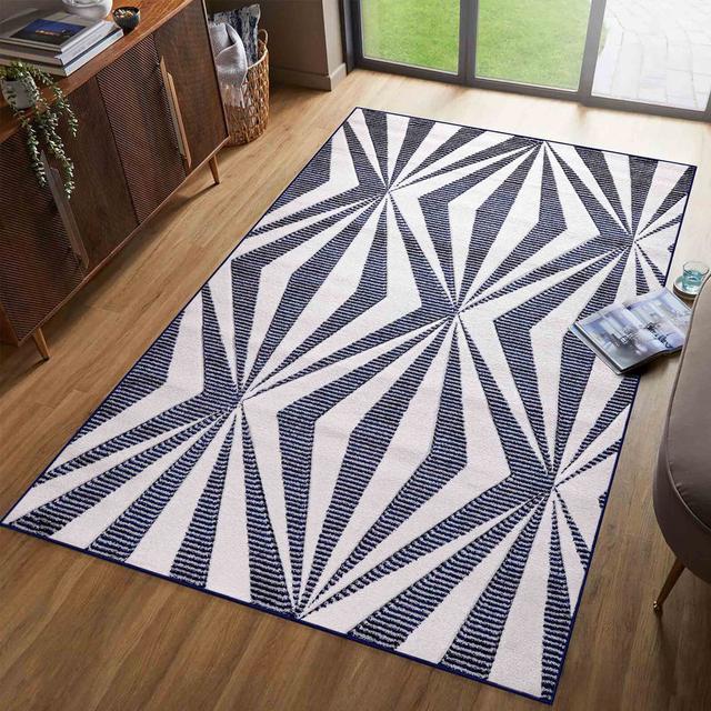 Amahri Blue/Cream Rug Metro Lane Rug Size: Rectangle 200 x 290 cm on Productcaster.