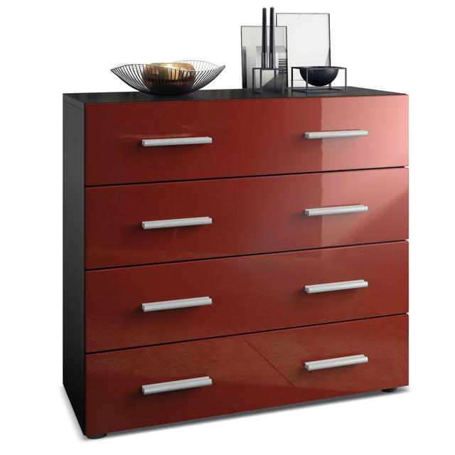 Mazur 4 Drawer 76Cm W Chest of Drawers Metro Lane Colour: Black/Bordeaux on Productcaster.